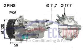 ECLIMA 121236 - COMPRESOR SANDEN SD7V16 FIAT-OPEL-SAAB PV6 12V