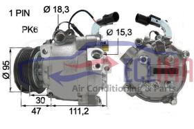 ECLIMA 122419X - COMPRESOR EQUIV MITSUBISHI ASX OUTLANDER PV6 95MM 12V