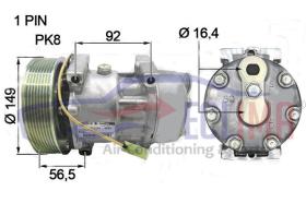 ECLIMA 121668 - COMPRESOR 7H15 RENAULT TRUCKS FLANGIA ORIZZ. PV8 150MM