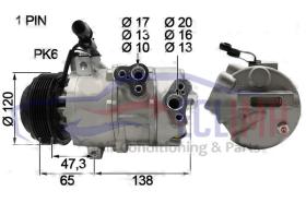 ECLIMA 121632X - COMPRESOR EQUIV. DOOWON DV16 KIA SORENTO PV6 119MM 12V