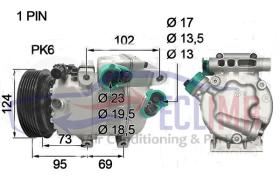 ECLIMA 120241X - COMPRESOR EQUIV. HALLA VS14 KIA CARENS PV6 123MM 12V