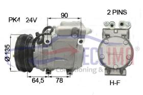 ECLIMA 122108 - COMPRESOR DENSO 10PA15C DAEWOO PV4 135MM 24V