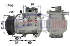 ECLIMA 122256X - COMPRESOR EQUIV. KIA SORENTO 2.5 CRDI PK7 115MM 12V