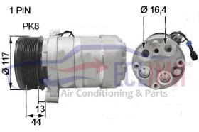 ECLIMA 122279 - COMPRESOR DELPHI  J.DEERE HR6 PK8 132MM 12V