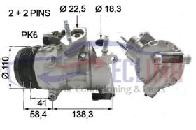 ECLIMA 122104X - COMPRESOR EQUIV. DENSO 7SBH17C PV6 115MM. FORD TRANSIT VIII