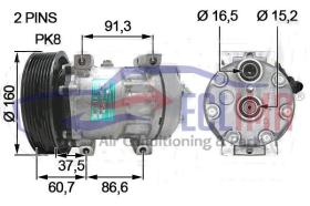 ECLIMA 122073X - COMPRESOR ALTERV SANDEN SD7H15 PV8 160MM 24V DAF